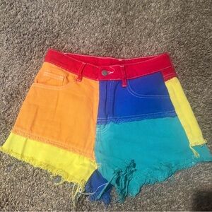 SHEIN Shorts Multicolor Patchwork Colorblock